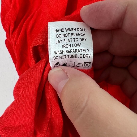 NEW Superdown Revolve Top Women's Size Small Red Puff Sleeve Deep V Neck - Picture 5 of 10